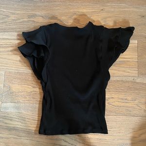 Black ruffle shirt